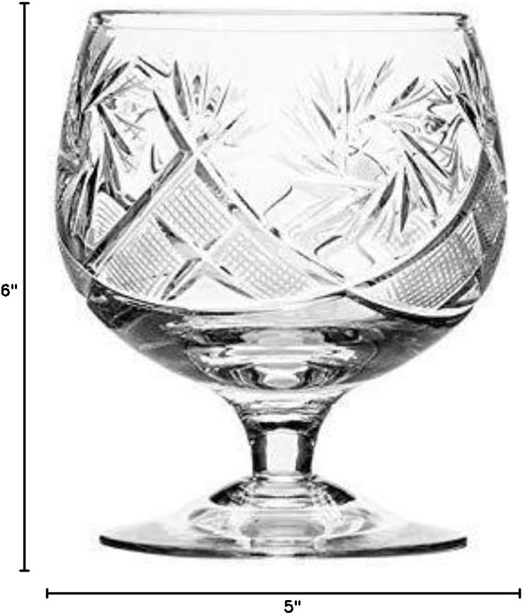 Set of 2 Hand Made Vintage Crystal Glasses, Brandy & Cognac Snifter, Old-Fashioned Glassware