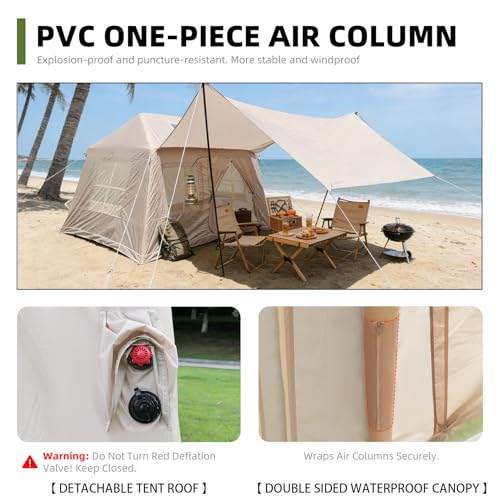 Carpa inflable para camping 4-6 personas beige miniatura 6