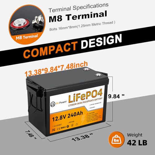 Image of 12V 240Ah Lithium Battery LiFePO4 Deep Cycle Battery,100A BMS,4000+ Cycles,Perfect for RV, Home Storage,Marine,Solar Power System and Outdoor Camping.