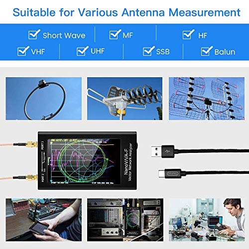 Image of Elikliv Upgraded 4.3 inch NanoVNA-F V2 Vector Network Analyzer, 50KHz -3GHz V0.4.0 HF VHF UHF Antenna Analyzer Ham Radio, 5000mAh VNA Analyzer Measuring S Parameters, SWR, Phase, Delay, Smith Chart
