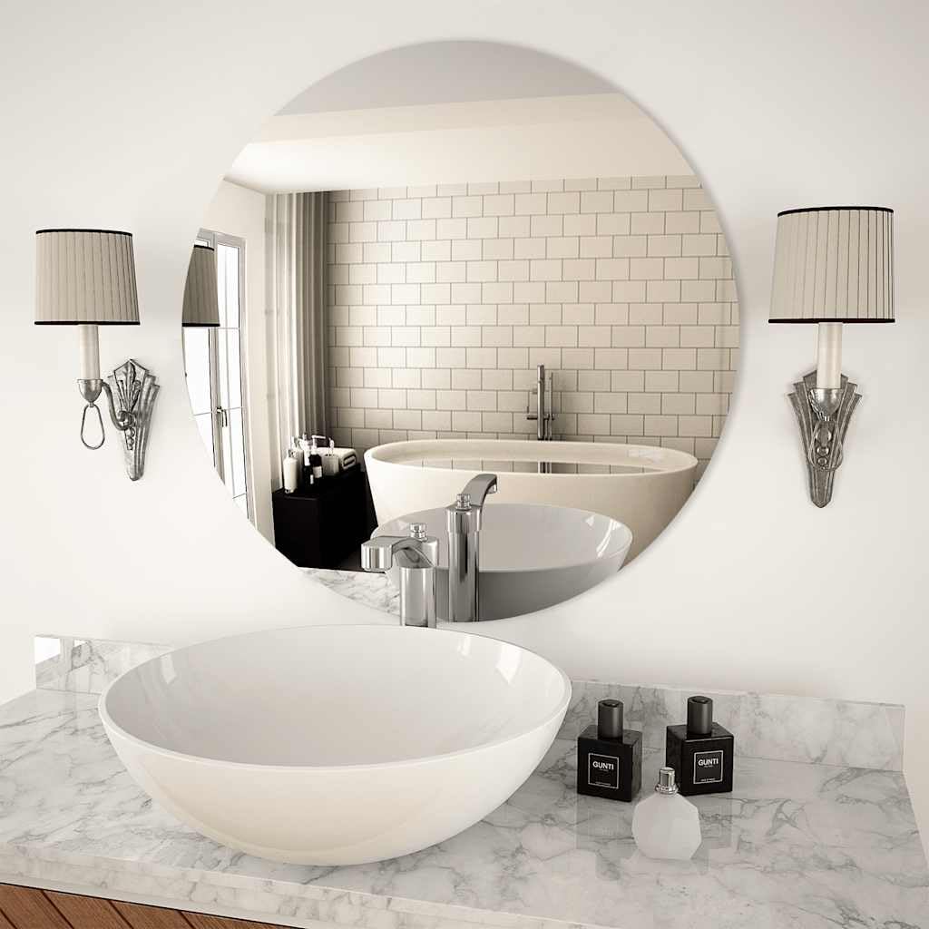 Wandspiegel 70 cm rund Glas mit geschliffener Kante für Schlafzimmer Wohnzimmer Flur und Ankleidezimmer, einfache Montage, dekorativer Blickfang, ideal für Frisieren Rasur und Reflexion