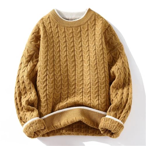 Men Thick Warm Sweater O Neck Knitted Pullovers Loose Mens Knitwear Sweaters Couple Knitting Pullover4