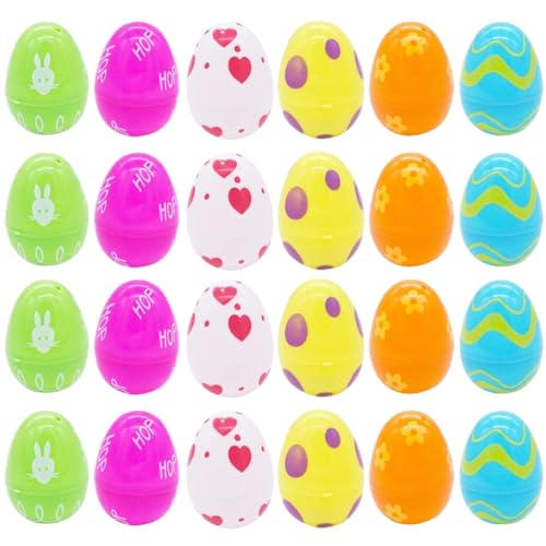 PLNVNVP 24Pcs Huevo de Pascua, Huevos de Pascua de Plástico Rellenables Sorpresa, para Regalos de Pascua niños