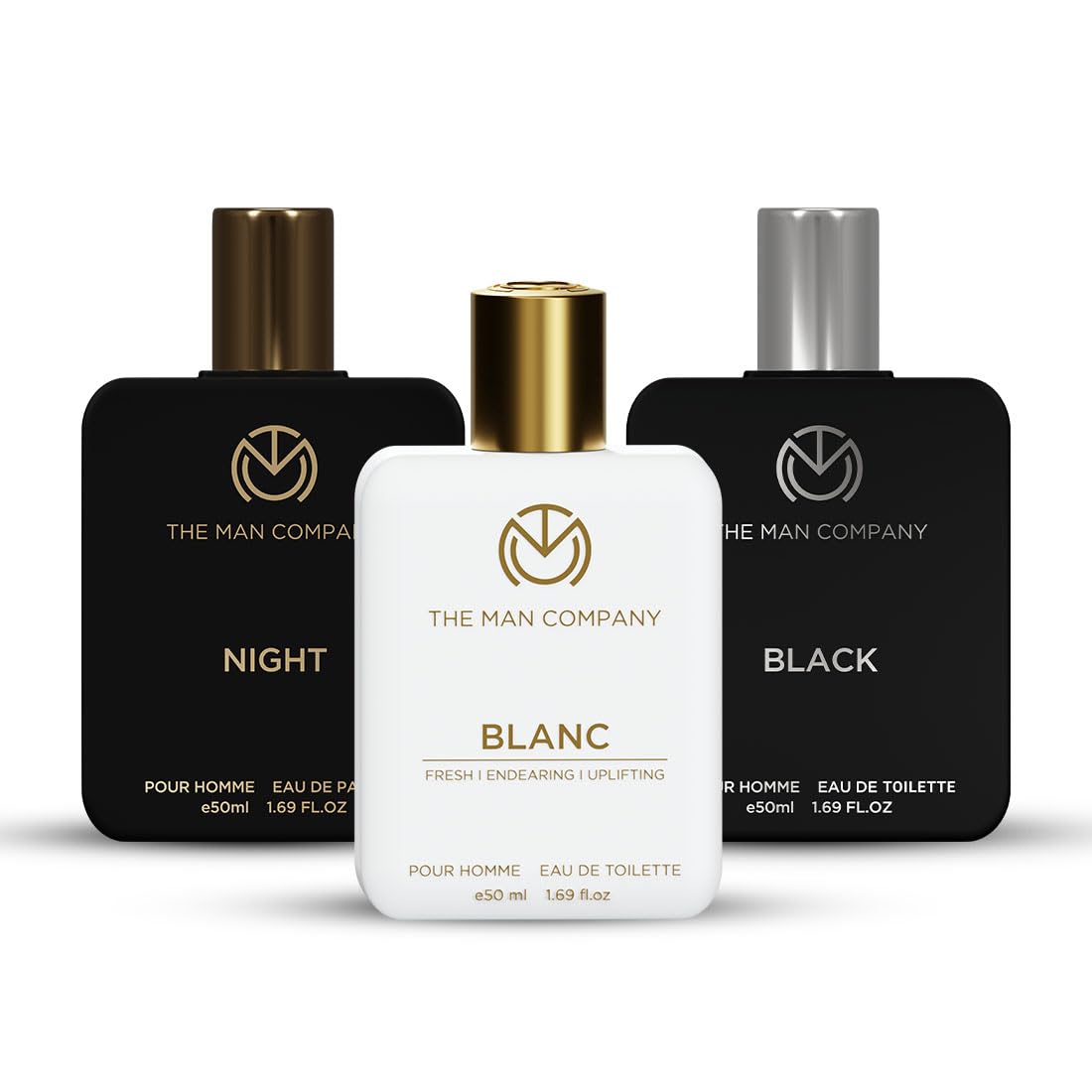 The Man Company Gentlemen's Signature Trio | Black, Night & Blanc Perfume for Men | Premium Long-Lasting Fresh Scent Fragrance | Gift For Him - Set Of 3, 150 Millilitres