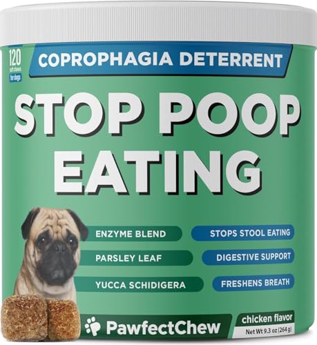 PAWFECTCHEW Coprophagia Deterrent for Dogs & Breath Aid Support - No Poo Chews for Dogs w/Probiotics, Digestive Enzymes Stop Dog Poop Eating - Stool Eating Deterrent - Made in USA