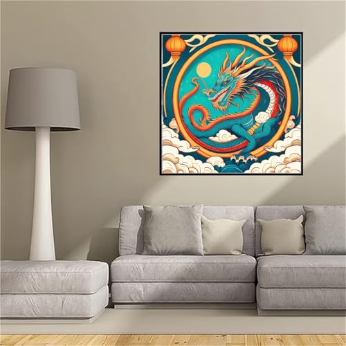 Point de Croix et Diamond Painting Adulte Dragon - Kit Broderie Diamant DIY 5D