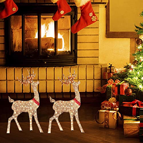 Renas de Natal iluminadas | Decoração de renas acrílicas com estacas | Design de rena com iluminação