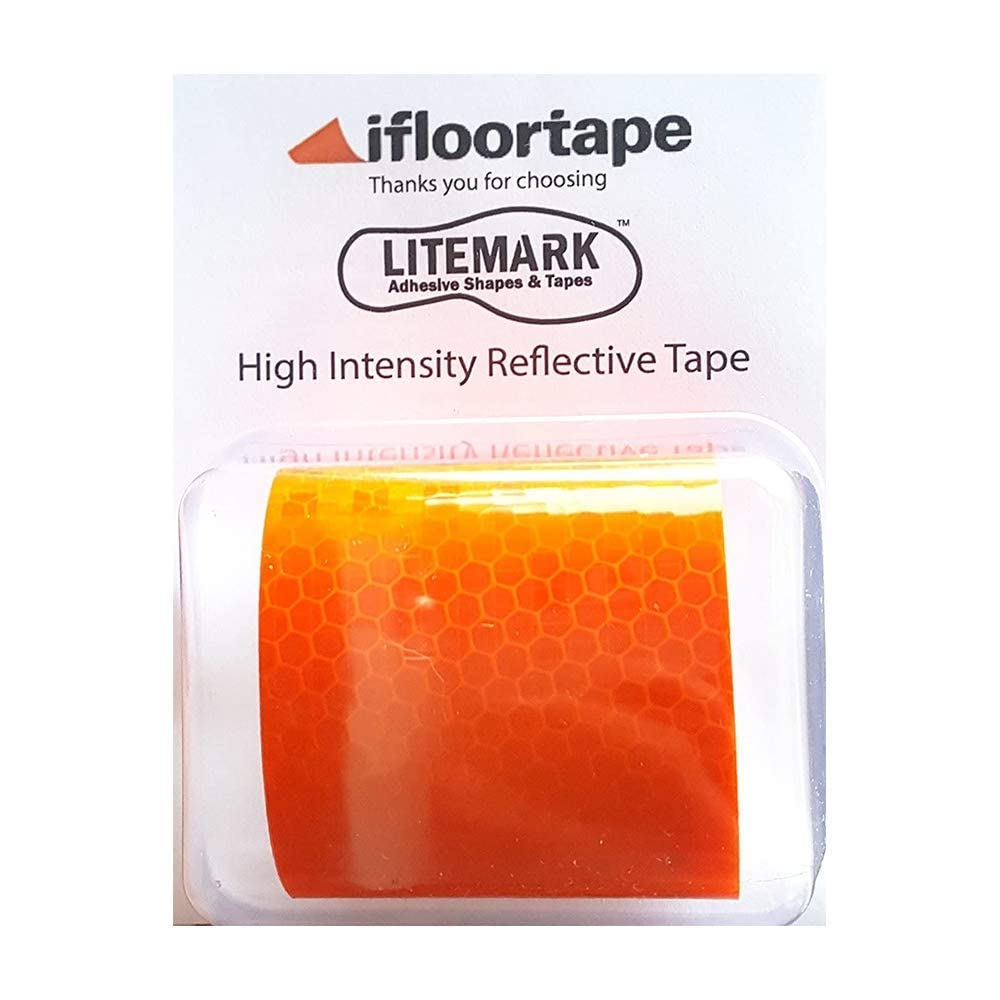 LiteMark 2 Inch Reflective Tape, Orange High Intensity, Long Distance Light Focus Durable, Weatherproof Adhesive Reflective Tape for Trailers & Equipment (10 Feet)