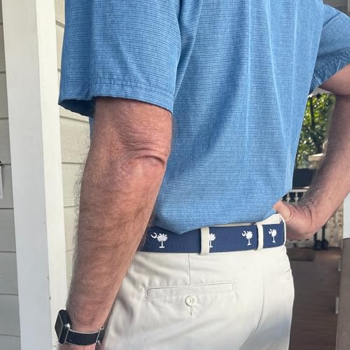 South Carolina Flag Crescent Moon Palmetto Tree Award-winning Design and Genuine Leather Web Embroidery Belt2