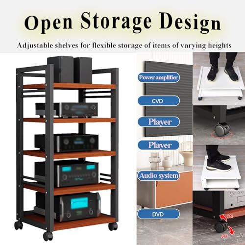 DZZTHSH Soporte multimedia AV, 5 estantes para componentes de audio, unidad de entretenimiento, receptores estéreo, equipo de tocadiscos - imagen 4