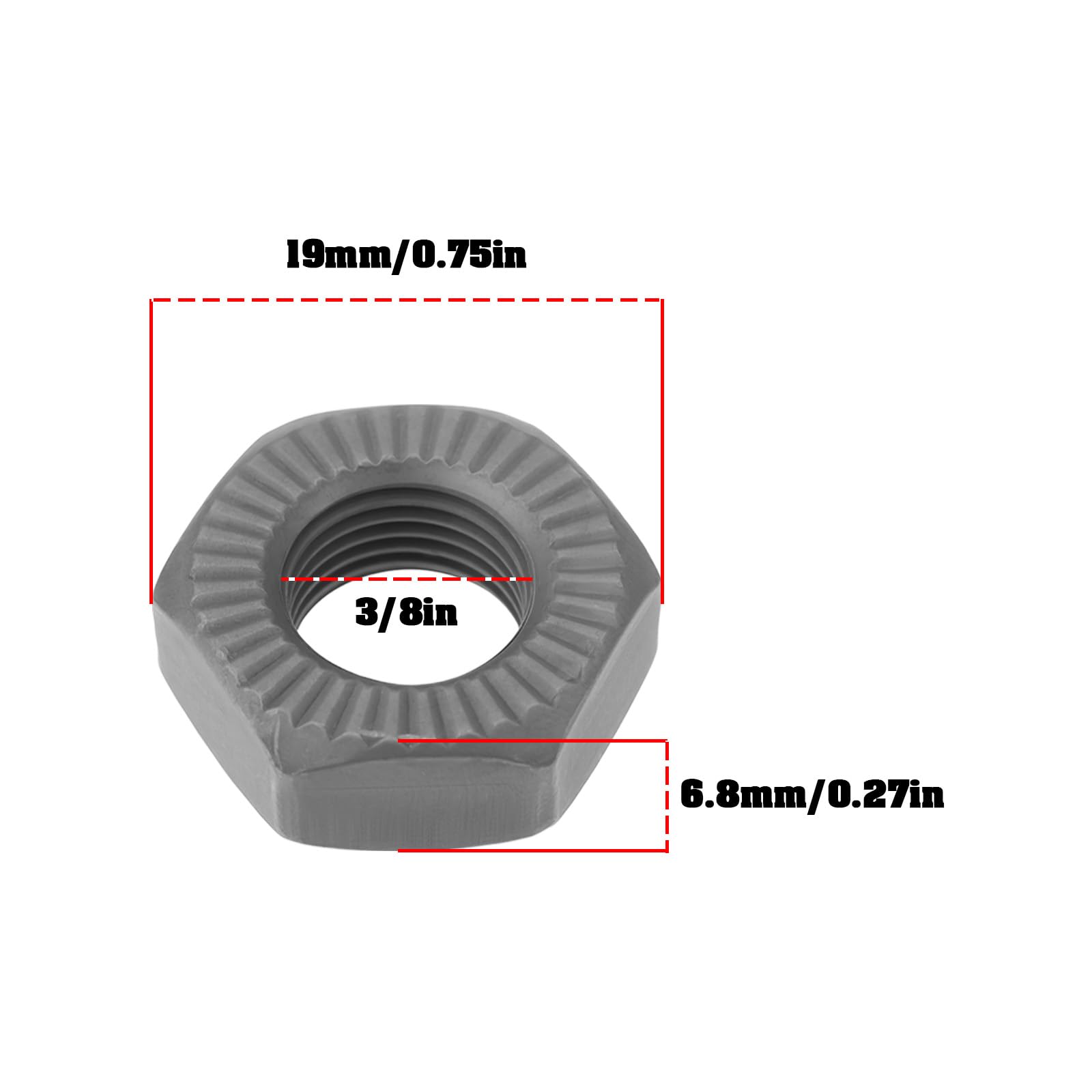 Briny River 8pcs 3/8 inch Bicycle Axle Nuts for Urban Commuter Vehicles Mountain Bikes Bicycle, Grey, 19 x 6.8 mm - Image 4