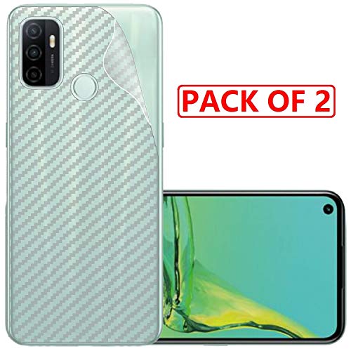 Image of Compatible with (Pack of 2) Oppo A32 Back Screen Protective Film Carbon Fiber Skin Transparent Screen Guard Sticker