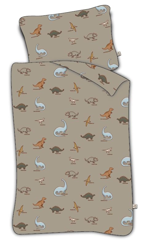 Brandmac Dinosaur Names Bedding for Babies or Small Bed, 100% Cotton, Duvet Cover 100 x 135 cm + Pillowcase 40 x 60 cm, by Mats