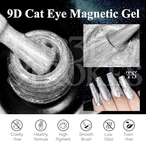 Image of THR3E STROKES Cat Eye Gel Nail Polish 15Ml Gel Polish Soak Off U V Led Nail Lamp 1 Color Silver Shimmer Velvet Finish Gel Nail Polish Nail Art Manicure Salon Diy Home (Starlight Silver)