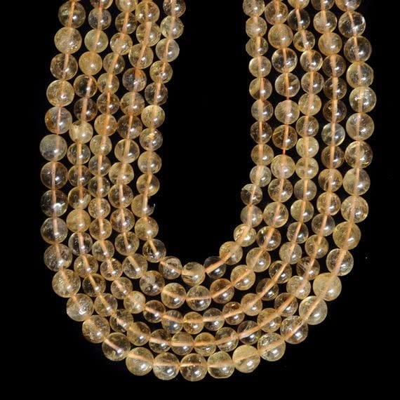 Perles de citrine authentique quartz lisse 7mm de qualité supérieure LKBEADS