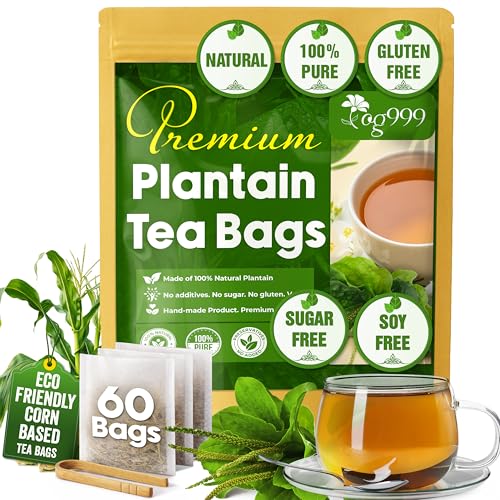 Image of TOG999 Premium 60 Tea Bags Plantain Leaf Tea, 100% Natural Plantain Leaves, Herbal Tea for Daily Wellness, No Additives, Caffeine Free, No Sugar, Non-GMO, Gluten Free