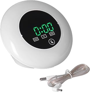 Mumusuki Reloj Termómetro, Reloj Despertador LED Ajustable de Brillo 7 Colores con Cable USB para Sala de Estar para Oficina para Dormitorio(Palabra Verde)