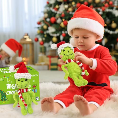 Image of ALODNY Crochet Kit for Beginners,Christmas Crochet Kit for Beginners Adults,Knitting Kits Hooks Yarn Set with Step-by-Step Video Tutorials