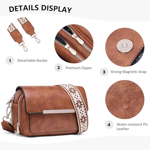 Roulens Women's RFID-Blocking PU Leather Crossbody Bag w/ Adjustable Woven Strap (Brown, Black or Black/Brown) - image 7