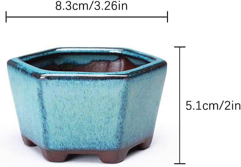 Set of 6 Ceramic Succulent Flower Pot, Small Plant Flower Pot, Glazed Flower Pot + 6 Soft Drainage Nets