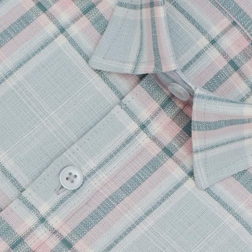 Image of GHPC 100% Cotton Checkered Half Sleeves Regular Fit Formal Shirt for Men