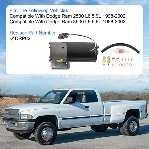 Radhlbniu Electric Diesel Fuel Lift Pump Kit Compatible With Dodge Ram 2500 3500 1998 1999 2000 2001 2002 L6 5.9L Diesel Replace# Drp02 #TOP2