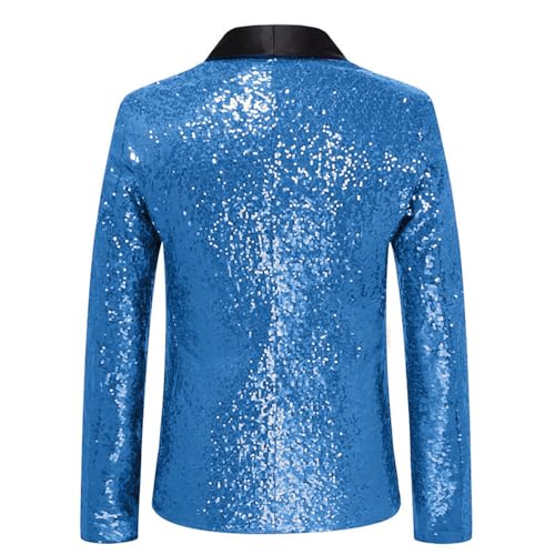 Mens Stylish Sequin Blazer Tuxedo One Button Jacket Party Prom Wedding Banquet Jacket for Mens Adult2