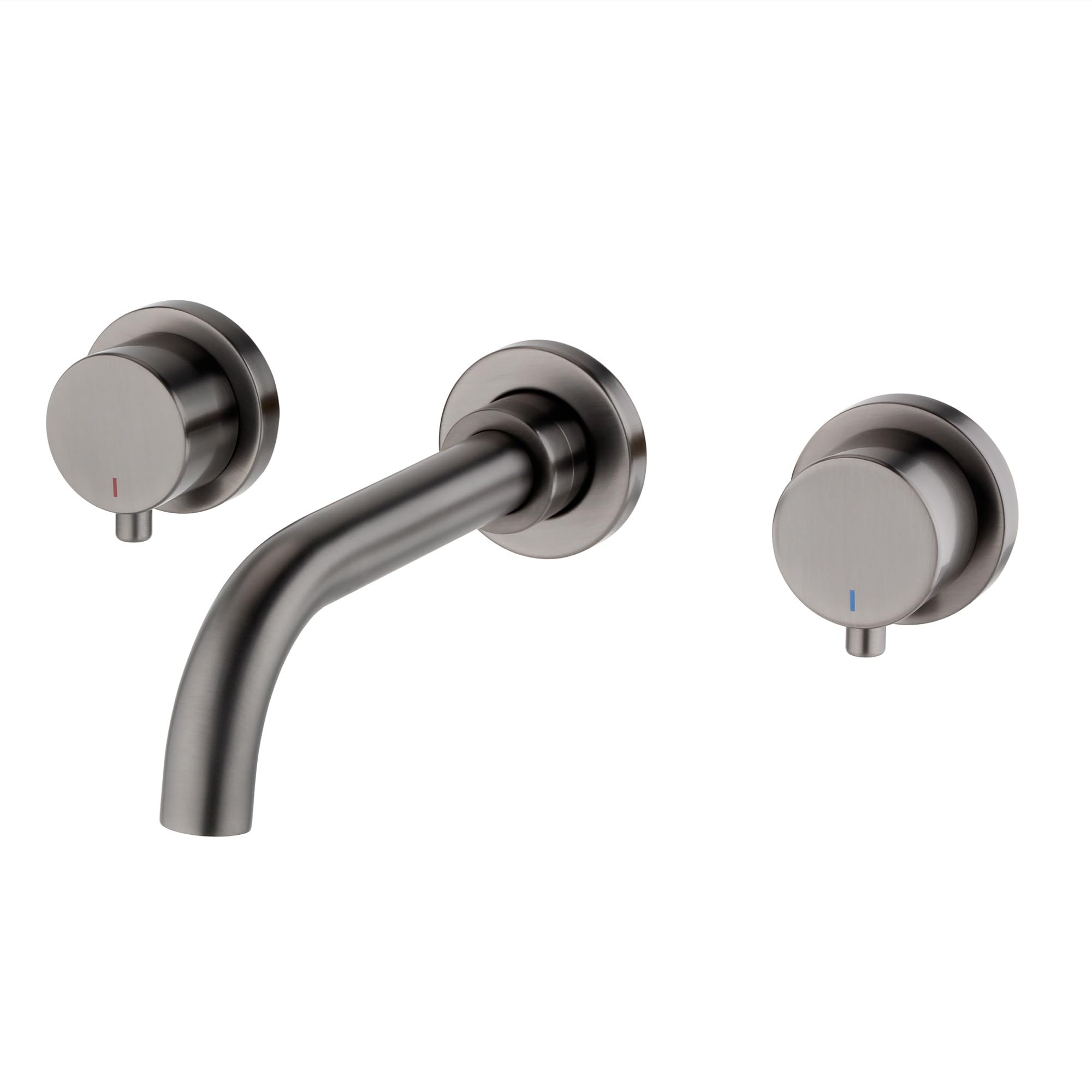 ENKI, Zara, BT1905, Gunmetal Grey, Wall Mounted Basin Mixer Tap, Twin Levers, 3 Hole, Solid Brass, Easy Clean, Modern Design, Easy to Install, 1-Year Guarantee โ image 1