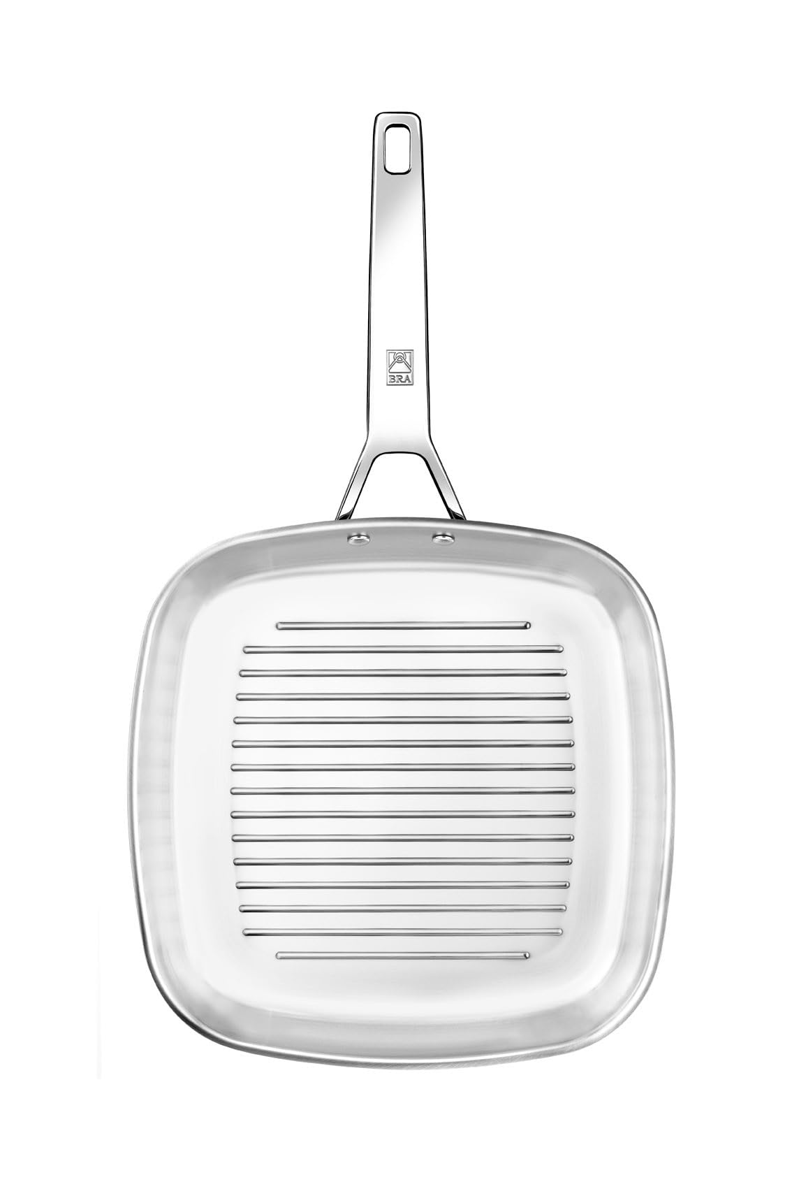 BRA Signature | Gril à rayures de 28 cm, acier inoxydable | sans revêtement antiadhésif, poignée ergonomique, compatible avec tous types de feux