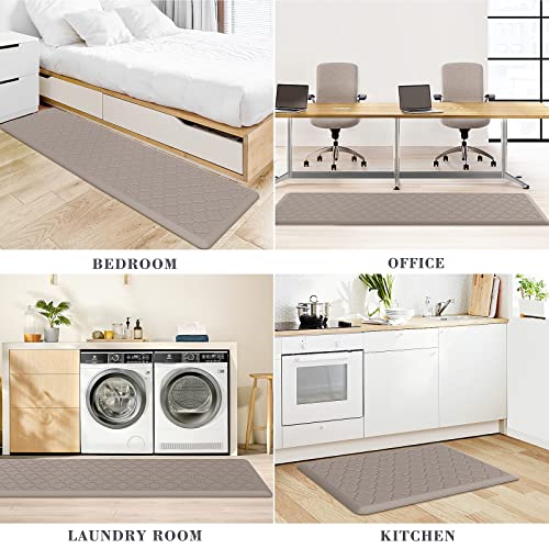 Image of Kitchen Mat [2 PCS] Cushioned Anti-Fatigue Floor Mat, Waterproof Non-Skid Kitchen Mats and Rugs, Ergonomic Comfort Foam Kitchen Rugs, Standing Mat for Floor,Office, Sink(Khaki,17.3 inchx28 inch+17.3 inchx60 inch)