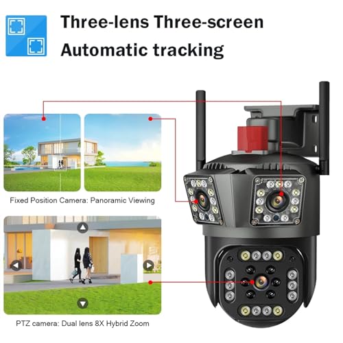 Cámara IP 6K contra robos con tres pantallas y zoom 8X para proteger tu hogar 4