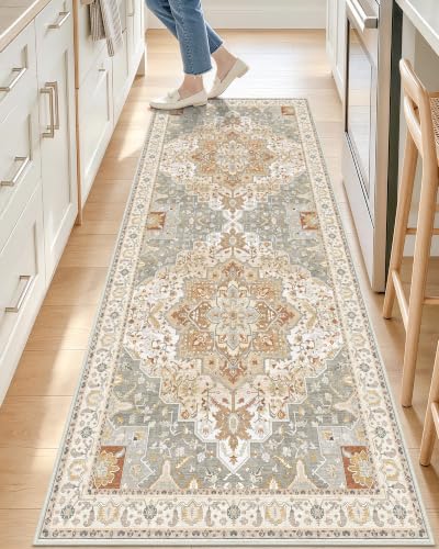 OLANLY Boho Floral 2x6 Washable Rug