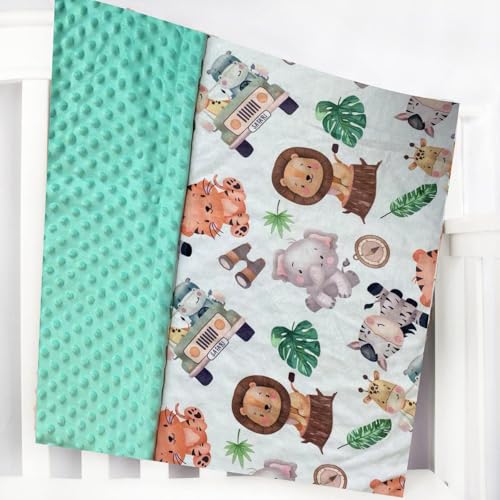 Image of Baby Blanket for Girls Boys Animal Minky Super Soft Double Layer Receiving Blanket with Dotted Backing for Newborns Nursery Stroller Receiving Toddlers Crib Bedding 30x40Inch (Lion Elephant)