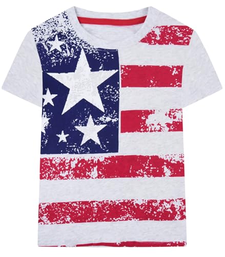 Little Hand Kids American Flag T-Shirts Boys 4th of July Clothes Summer Patriotic Tee Shirts for Toddler Size 4 5