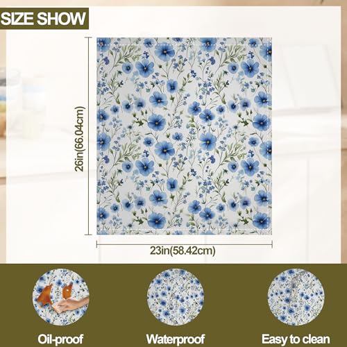 Image of Blue Floral Magnetic Dishwasher Cover,Cornflower Dishwasher Covers for The Front Magnetic Dishwasher Panel Decal Cover for Kitchen 23x26inch