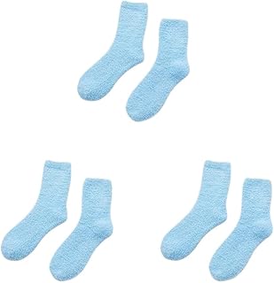 Calcetines térmicos de invierno, 3 pares, suaves y esponjosos, con forro polar, for mujer, de color liso, cálidos, gruesos, suaves y afelpados, for el hogar, for descansar, for dormir, regalo de Navid