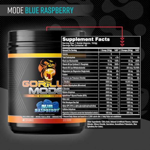 Image of Gorilla Mode Pre Workout - Massive Pumps |792g (Blue Raspberry)