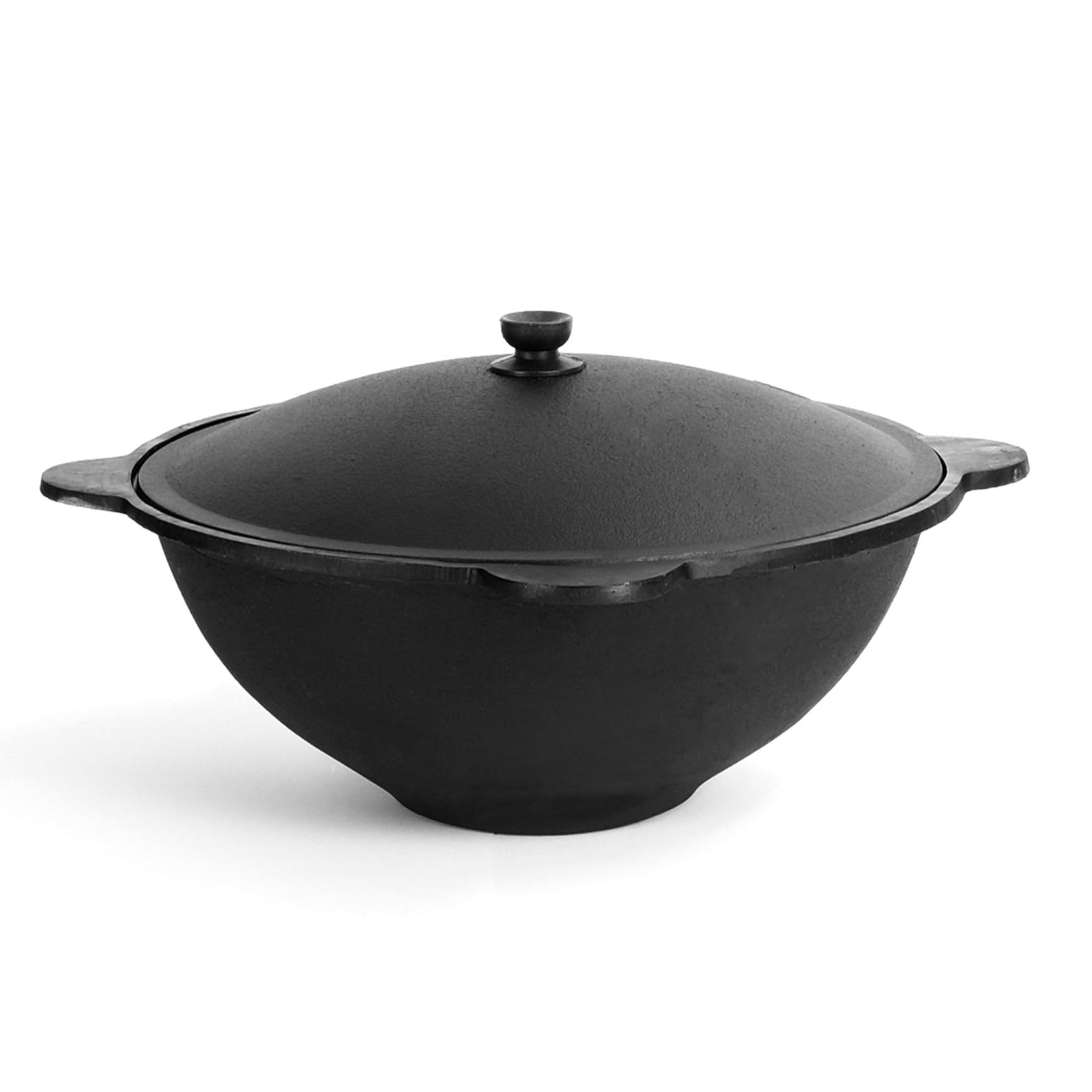 Kazan Fonte Ø 46,6 cm 16 l avec couvercle en aluminium, écumoir 48 cm Louche 48 cm Louche 48 cm Casserole Uzbekistan de qualité supérieure 16 l Fonte avec couvercle en aluminium 44⌀