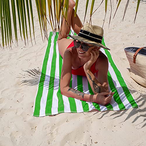 Image of Casa Copenhagen Pack of 2 Cabana Beach XL Towels for Bath Cotton Rough and Tough Use,75 x 150 cm Colour :DuskyTeal-Green