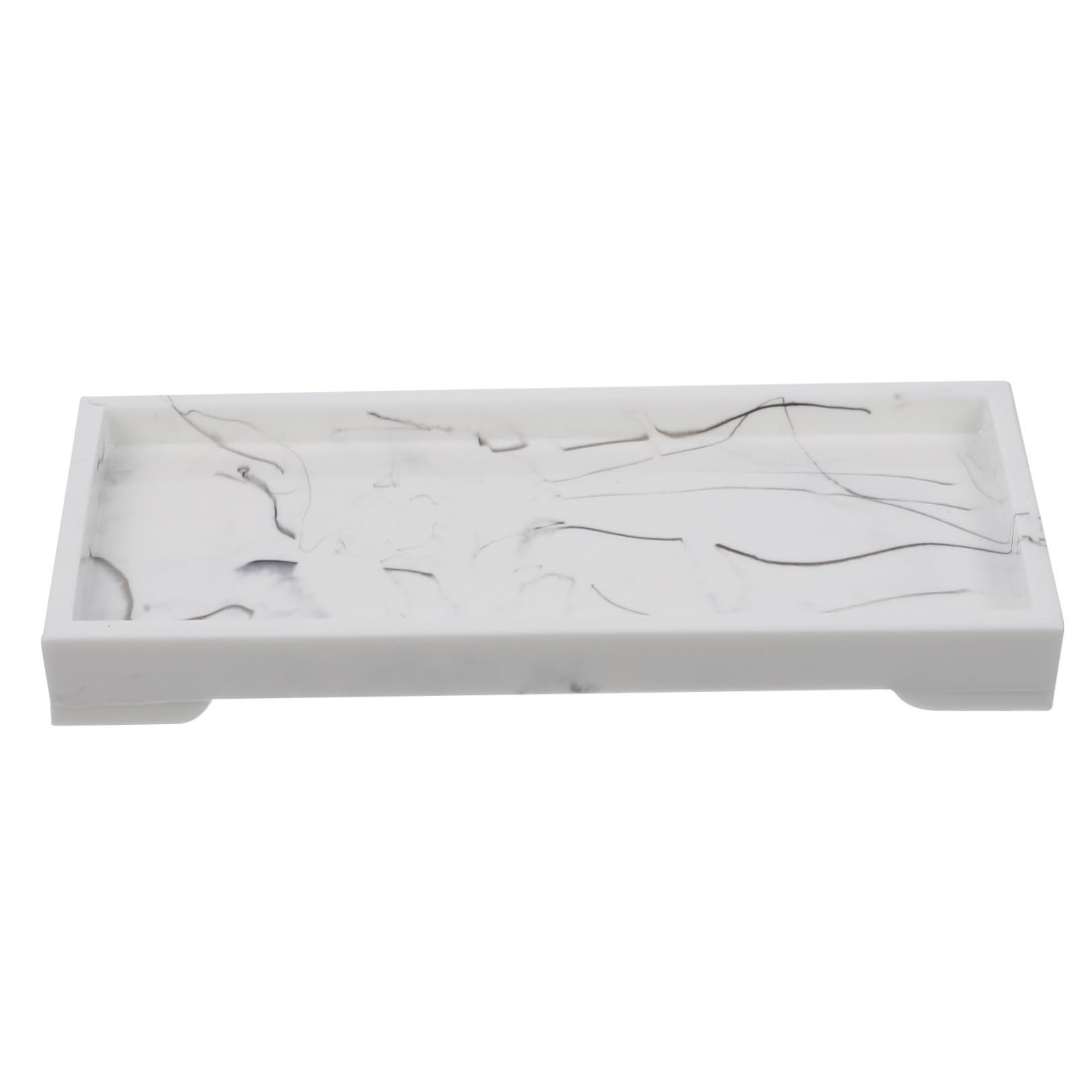 Marbré Plateau Blanche Résine Rangement en pour Salle de Bain