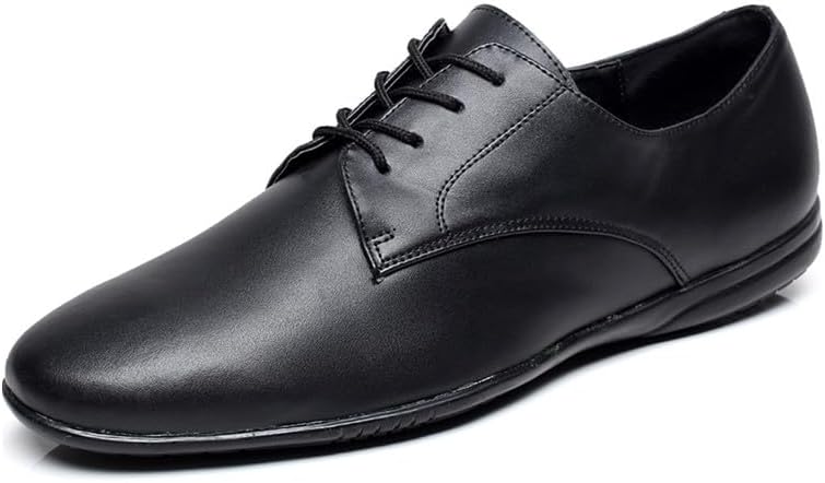 AOQUNFS Men's Latin Dance Shoes Black Leather Ballroom Tango Salsa Character Shoes,Model 9020