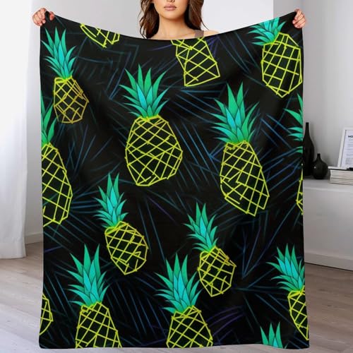 Couverture de lit flannel douce plaid ananas 130x150cm toutes saisons - 2