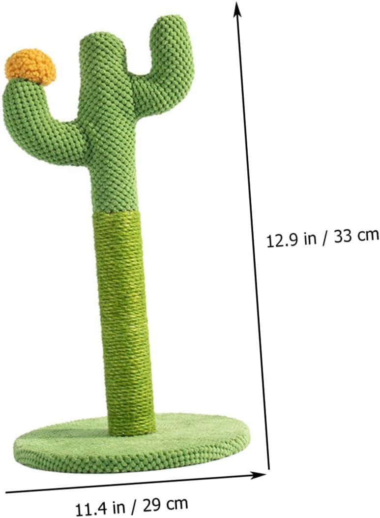 DOITOOL Cactus Shaped Vertical Cat Scratching Post Small 29x33cm Sisal Wear-Resistant Floor Scratcher for Daily Use Household Kitten Accessories