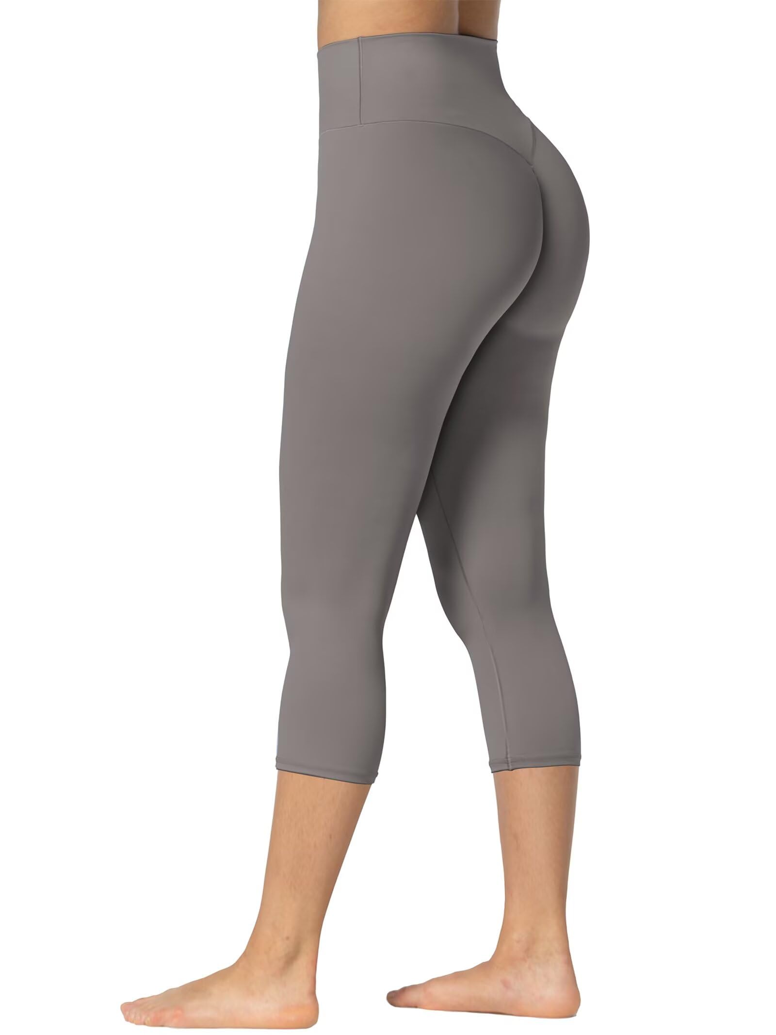 Sunzel Sunzfly Legging capri avec froncement dissimulé au niveau des fesses - Taille haute - Doux - Pour entraînement, gym, yoga - Contrôle du ventre, Gris anthracite, Taille S