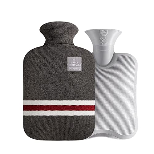 Bouillotte XXL König Design de 2L avec housse en peluche douce gris foncé