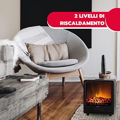Ardes - AR350 Camino Elettrico Effetto Legna Ardente Camino' Square, Caminetto Elettrico Effetto Fiamma Regolabile E Termostato, Stufa Finto Camino Elettrica 1500W, Stufa Elettrica Effetto Camino Nera - 3