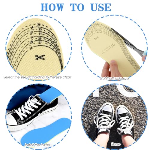 image for Ptwola 2 Pairs Kids Memory Foam Shoe Insoles, Cuttable Comfort Insert 