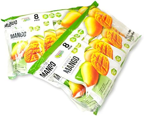 Paradise Green - Dried Mango 28oz - Sweet Dehydrated Thai Mangoes Sun Dried In Nature (8 bags X 3.5 oz) (2 Pack)