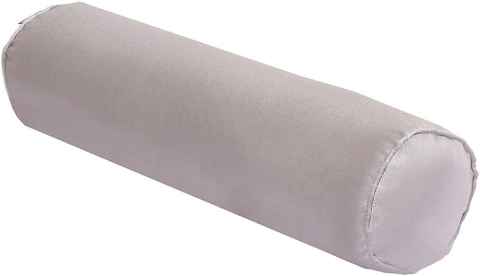 Soft Ice Silk Long Cylinder Bolster Pillow Smooth Round Roll Cervical Neck Pillow with Removable Cover (Apricot, 15×60CM)