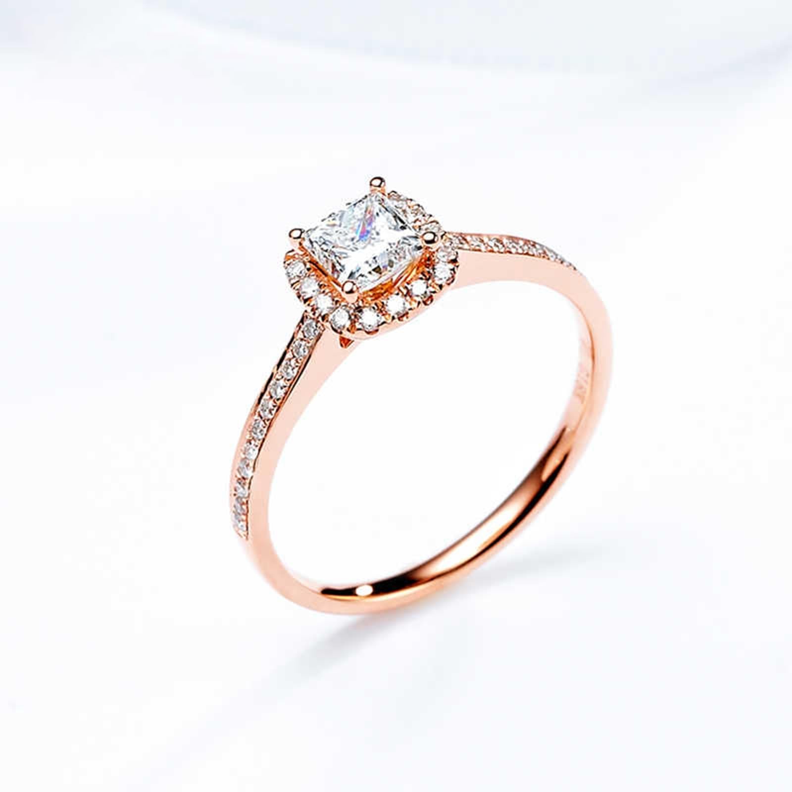 KnSam Hochzeitsring 9K/14K/18K Rotgold Echt Gold, 0.44-0.65ct Labor Erstellt Diamant Bandringe Klassiker, Ring 18/14/ 9 Karat Gold, Gr.47-70